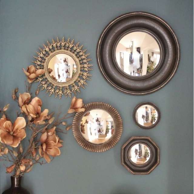 Petit miroir en bois Rond Convexe Noir et Doré - Miroir de sorcières - 16  cm - Objets Déco/Miroir - Bonjour ConceptStore