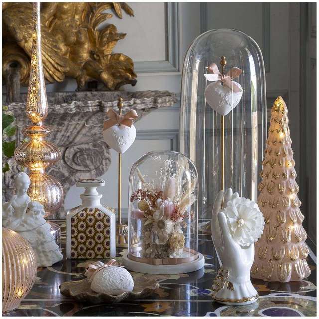 Cloche en verre Esprit Charme et Fleurs séchées Déco Maison Romantique