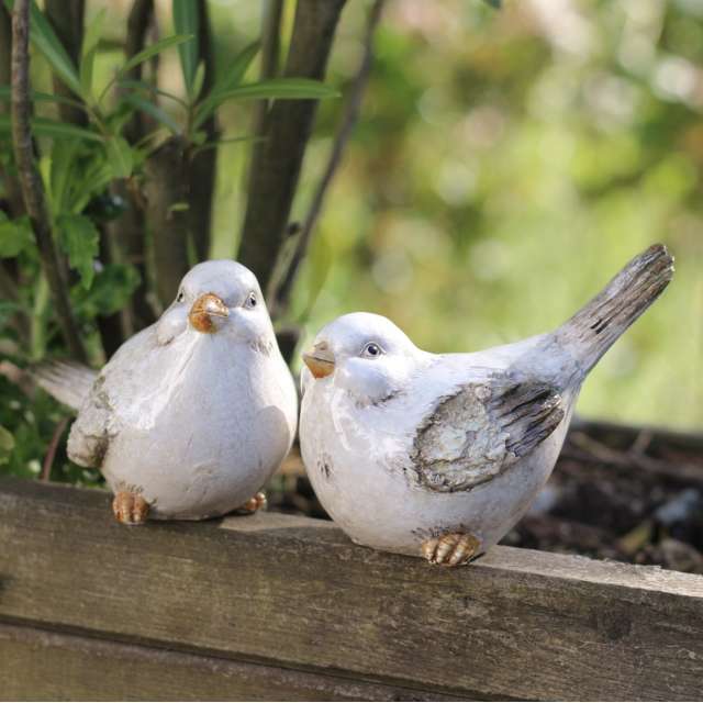 Duo d'Oiseaux en Résine Déco pour le jardin style Campagne Romantique