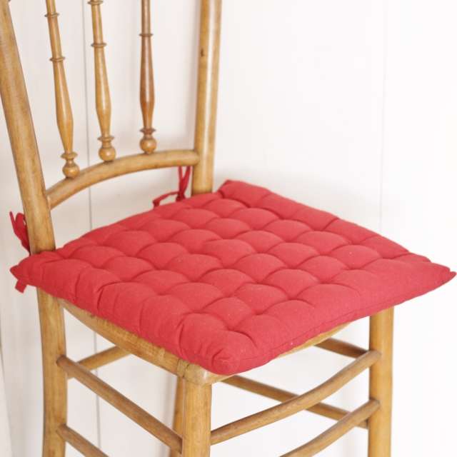 Galette de chaise - 40 x 40 cm - Romantique - Gris et rouge