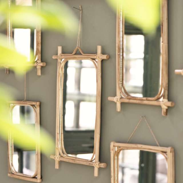 Miroir en bambou, Miroir de décoration murale, Miroir décoratif en cannes  de bambou naturel, Miroir bohème rond, Décoration de la maison MIRROR TEXAS  -  France