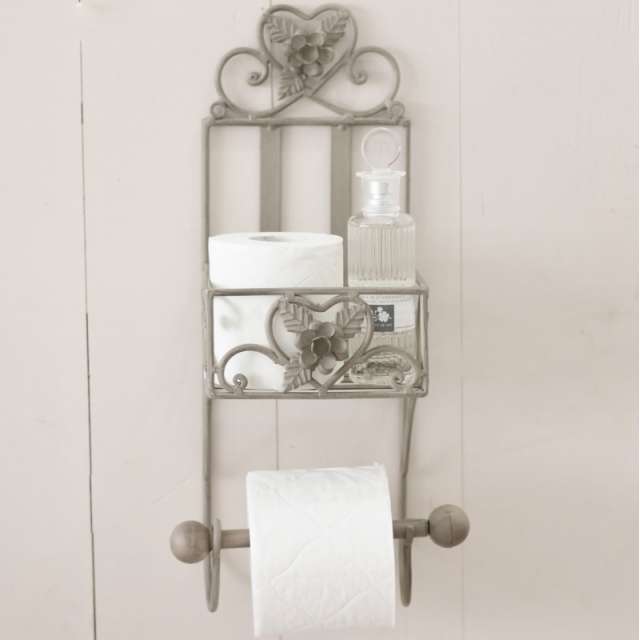 Porte rouleau papier toilette coeur gris mural
